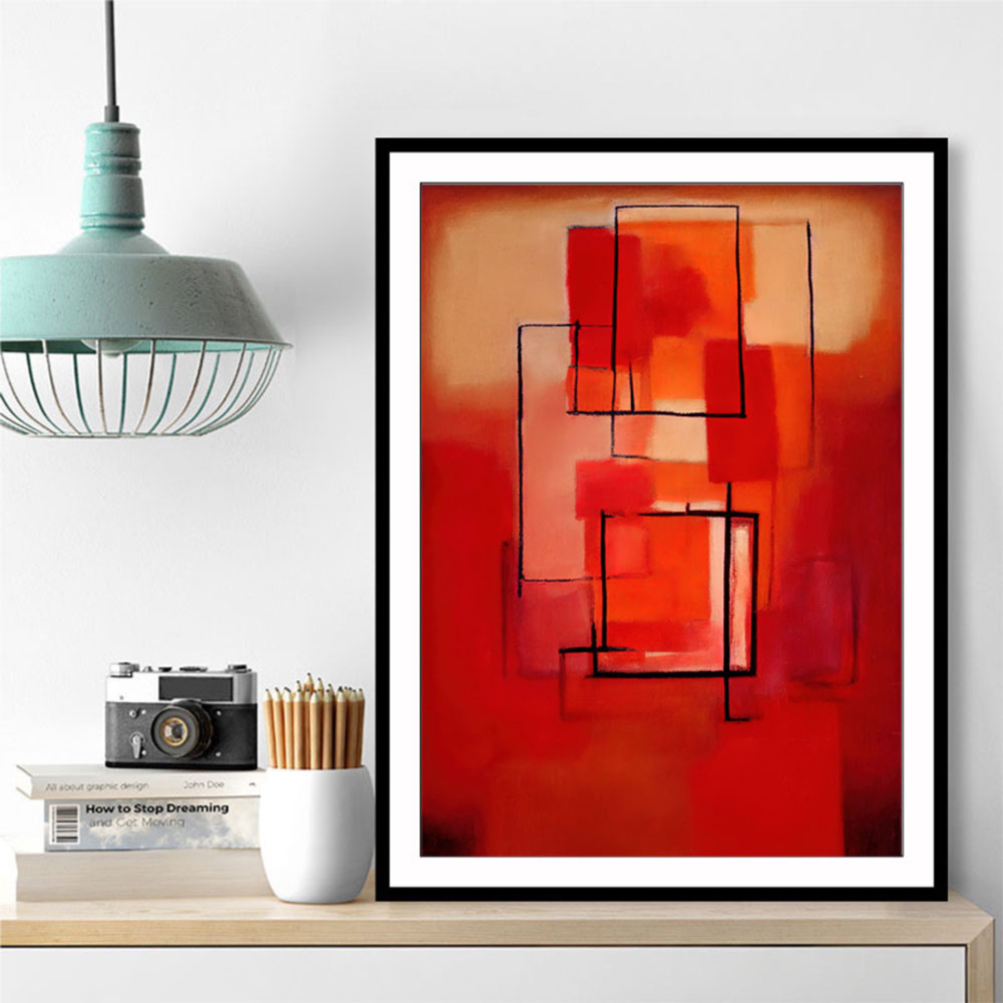 Red Abstract Squares In Rothko Style 2 Wall Art